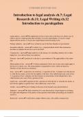 Introduction to legal analysis ch.7; Legal Research ch.11; Legal Writing ch.12 Introduction to paralegalism