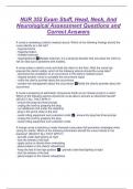 NUR 352 Exam Stuff, Head, Neck, And Neurological Assessment Questions and Correct Answers