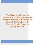 Test Bank For Brunner & Suddarth's Textbook of Medical- Surgical Nursing 15th Edition By Janice L Hinkle, Kerry H. Cheever, Et al. | Complete |Chapters 1-68