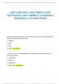 AMCA BILLING AND CODING TEST QUESTIONS AND CORRECT ANSWERS || 2024/2025|| A+ GUARANTEED