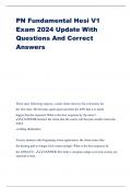 PN Fundamental Hesi V1 Exam 2024 Update With Questions And Correct Answers