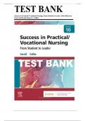 Test Bank for Success in Practical/Vocational Nursing 10th Edition, by Janyce L. Carroll, Lisa Collier, All Chapters 1-19 included Graded A +