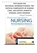 Test Bank FOR Maternal-Newborn Nursing: The Critical Components of Nursing Care, 3rd Edition, Roberta Durham, Linda Chapman