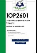 IOP2601 Assignment 3 (QUALITY ANSWERS) Semester 2 2024