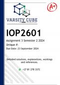 IOP2601 Assignment 3 (DETAILED ANSWERS) Semester 2 2024 - DISTINCTION GUARANTEED