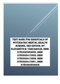 Test Bank for Essentials of Psychiatric Mental Health Nursing, 3e, Varcarolis