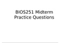 BIOS 251 Week 4 Midterm Practice Questions.