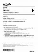 AQA GCSE FRENCH FOUNDATION TIER PAPER 2 2024 (8658/SF: Speaking)