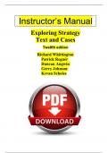 Solution Manual for Exploring Strategy Text And Cases 12th Edition Gerry Johnson, Richard Whittington