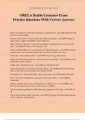 ORELA Health Licensure Exam Practice Questions With Correct Answers