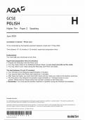 AQA GCSE POLISH PAPER 2 2024 (8688/SH: Speaking Higher Tier)