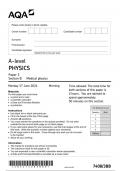 AQA A-level PHYSICS Paper 3 Section B Medical physics JUNE 2024 QUESTION PAPER