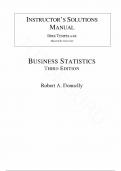 Solutions - for Business Statistics 3rd Edition Donnelly, All Chapters 1-18 | Complete Guide A+