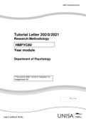 Tutorial Letter 202/0/2021 Research Methodology