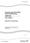 Tutorial Letter 201/0/2021 Research Methodology