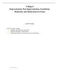 UvA Kunstgeschiedenis - Inleiding 3  -  HOORCOLLEGE 6   -   'Impressionism, Post-Impressionism, Symbolism; Modernity and Modernism in France' - Samenvatting 