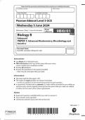 2024 EDEXCEL A-LEVEL BIOLOGY B PAPER 1 INCLUDING MARK SCHEME