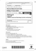 2024 EDEXCEL A-LEVEL BIOLOGY B PAPER 2 INCLUDING MARK SCHEME