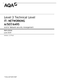 AQA A LEVEL  NETWORK SECURITY MANAGEMENT MAERK SCHEME Best for 2022 Actual Exam preparation