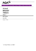 AQA A-level BIOLOGY 7402/2 Paper 2 Mark scheme June 2021 Version: 1.0 Final