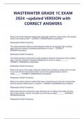 WASTEWATER GRADE 1C EXAM 2024 –updated VERSION with CORRECT ANSWERS