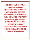 HONDROS NUR 205 FINAL EXAM 2024!! EXAM QUESTIONS AND  COMPLETE VERIFIED 100% CORRECT ANSWERS WITH RATIONALES WELL EXPLAINED BY EXPERTS AND GRADED A+ ALREADY PASSED!!!!!!!!LATEST 2024 UPDATE WITH 100% GUARANTEED SUCCESS AFTER DOWNLOAD ( ALL YOU NEED TO PAS