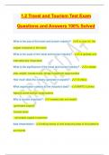 1.2 Travel and Tourism Test Exam Questions and Answers 100% Solved