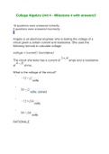 MATH 1201 College Algebra Unit 4 Milestone 4 with Answers- Pennsylvania State University