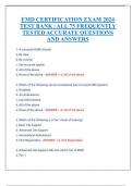 EMD CERTIFICATION EXAM 2024  TEST BANK | ALL 75 FREQUENTLY  TESTED ACCURATE QUESTIONS  AND ANSWERS