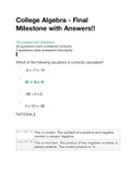 MATH 1201 College Algebra Final Milestone with Answers- Pennsylvania State University