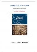 Test Bank - for Human Memory 4th Edition by Gabriel A. Radvansky, All Chapters 1-14 | Complete Guide A+