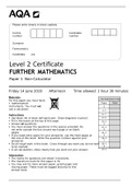  FURTHER MATHEMATICS Level 2 Certificate Paper 1 Non-Calculator