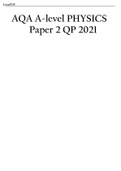 AQA/AQA A-level PHYSICS Paper 2 QP 2021 & AQA A-level PHYSICS 7408/2 Paper 2 Mark scheme June 2021 Version: 1.0 Final