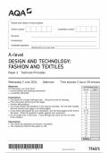 AQA A-level DESIGN AND TECHNOLOGY: FASHION AND TEXTILES Paper 1 Question Paper Technical Principles Wednesday 5 June 2024