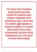  ISTC BASIC PLUS TRAINING EXAM QUESTIONS AND  COMPLETE VERIFIED 100% CORRECT ANSWERS WITH RATIONALES WELL EXPLAINED BY EXPERTS AND GRADED A+ ALREADY PASSED!!!!!!!!LATEST 2024 UPDATE WITH 100% GUARANTEED SUCCESS AFTER DOWNLOAD ( ALL YOU NEED TO PASS YOUR E