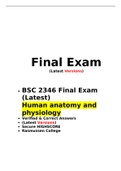 BSC 2346 Final Exam (Latest Version 2) Human anatomy and physiology •	Verified & Correct Answers •	(Latest Versions) •	Secure HIGHSCORE •	Rasmussen College