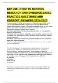 EBP 205 INTRO TO NURSING RESEARCH AND EVIDENCE-BASED PRACTICE QUESTIONS AND CORRECT ANSWERS 2024-2025