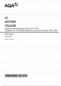 AQA AS HISTORY Component 2N MARK SCHEME:Revolution and Dictatorship(7041/2N:The Russian Revolution and the Rise of stalin) June 2024 