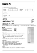 AQA A/AS LEVEL GCSE MATHEMATICS Foundation Tier	Paper 2 Calculator BEST FOR 2022 ACTUAL EXAM REVIEW