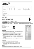 AQA GCSE MATHEMATICS Foundation Tier	Paper 1 Non-Calculator