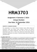 HRM3703 Assignment 4 (ANSWERS) Semester 2 2024 - DISTINCTION GUARANTEED