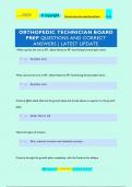 ORTHOPEDIC TECHNICIAN BOARD  PREP QUESTIONS AND CORRECT  ANSWERS | LATEST UPDATE