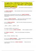 Straighterline CHEM101 Final 314Questions and Answers Covers 2024/2025 with complete solution(Graded A+)