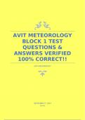 AVIT METEOROLOGY BLOCK 1 TEST QUESTIONS & ANSWERS VERIFIED 100% CORRECT!!