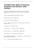 Certified Fiber Optics Final Exam Questions and Answers 100% Verified