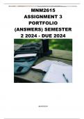 MNM2615 ASSIGNMENT 3 PORTFOLIO (ANSWERS) SEMESTER 2 2024 - DUE 2024