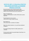 NUTR 331 UNIT 1-15 (Nutrition) PRACTICE  FINAL EXAM QUESTIONS and ANSWERS  Athabasca University