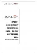 IOP2601 Assignment 3 (Complete Answers) Due 23 September 2024- Semester 2/2024 [UNISA] Course Organisational Research Methodology (IOP2601) Institution University Of South Africa (Unisa) Book Numbers, Hypotheses