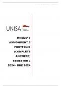 MNM2615 Assignment 3 PORTFOLIO (COMPLETE ANSWERS) Semester 2 2024 Course Marketing in Africa (MNM2615) Institution University Of South Africa (Unisa) Book Marketing in Africa