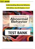 Understanding Abnormal Behavior, 12th Edition Test Bank by Sue, All 17 Chapters Covered and Verified, ISBN: 9780357365212